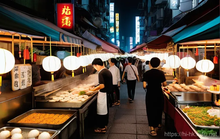 홍콩 주의사항 및 특이점 - **Prompt:** A bustling and vibrant night market scene in Hong Kong, capturing the essence of street ...