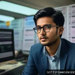 홍콩 언론 자유 침해 사건 - A detailed, realistic scene of a young Hindi-speaking journalist in Hong Kong working cautiously ins...