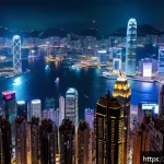 홍콩 스카이100 전망대 리뷰 - A breathtaking nighttime panoramic view of Hong Kong cityscape from the Sky100 observation deck, sho...
