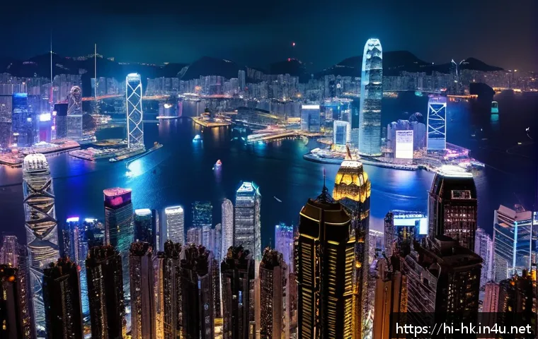 홍콩 스카이100 전망대 리뷰 - A breathtaking nighttime panoramic view of Hong Kong cityscape from the Sky100 observation deck, sho...